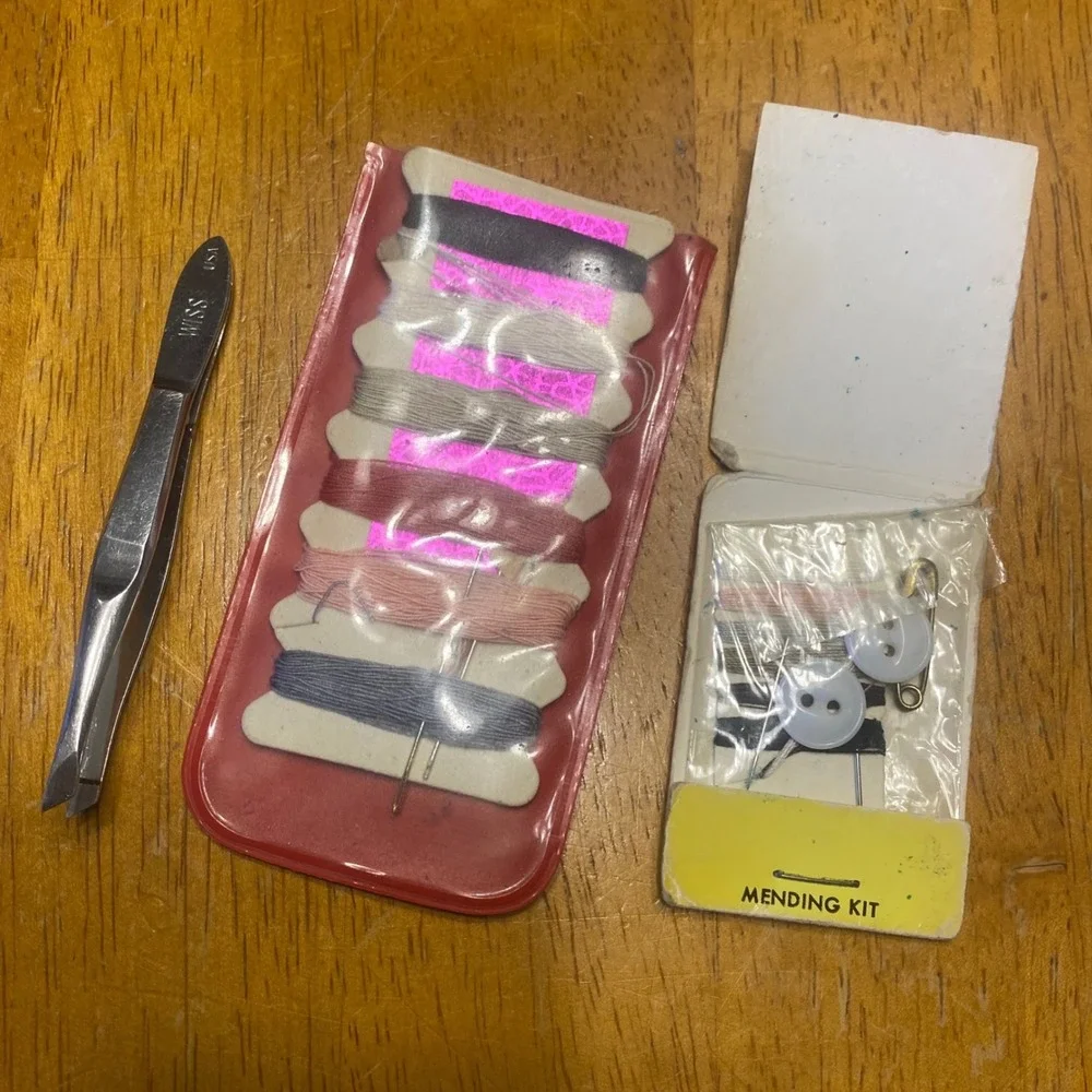 Vintage  Mid-Century German Zippered Travel Sewing Kit Travel Set
